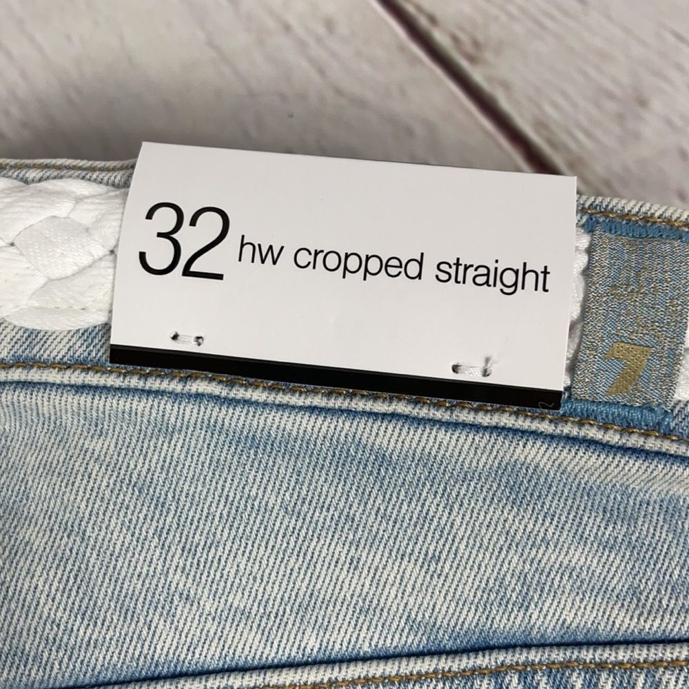 7FAM HW Cropped Straight faux Braid Belt Jeans NWT Summer Crop - Picture 2 of 11